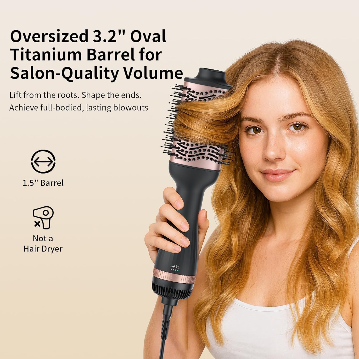 Hot Air Brush Blow Dryer in One, 4-in-1 Ionic Hair Dryer and Styler Volumizer with 3.2" Oval Barrel, 33000RPM High-Speed Motor, Hot Air Straightener Brush, All Hair Types KNS-M8 - Image 3
