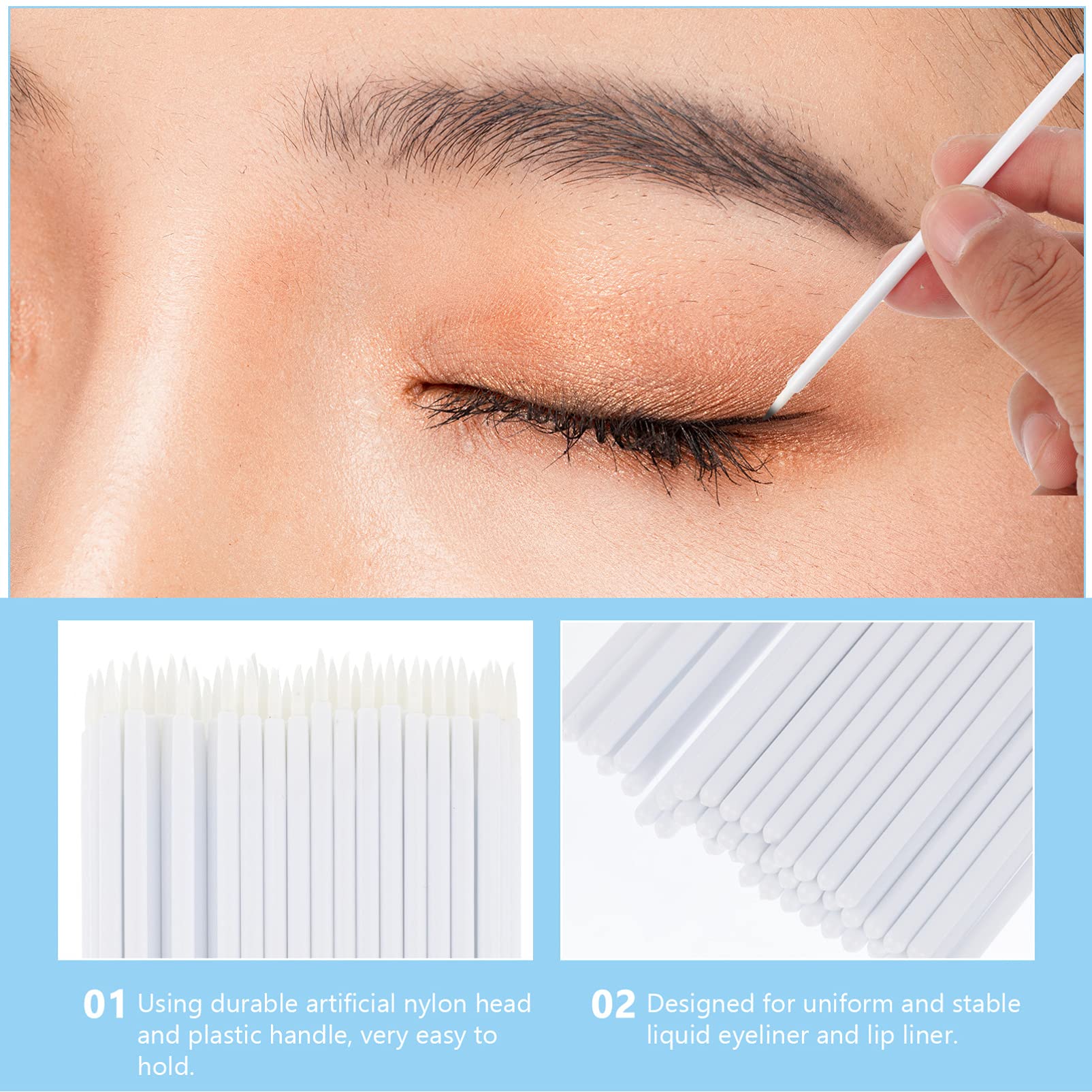 FOMIYES 2sets Eyeliner Brush Set Mini Brush Makeup Artist Tool Disposable Wands Ideal for Lip Liner and Eyes 100pcs*2