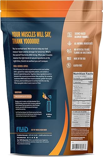 Miniatura 6 de Fluid Recovery - Mezcla de bebida después del entrenamiento, proteína aislada de suero de leche, L-glutamina, carbohidratos, todos los ingredientes