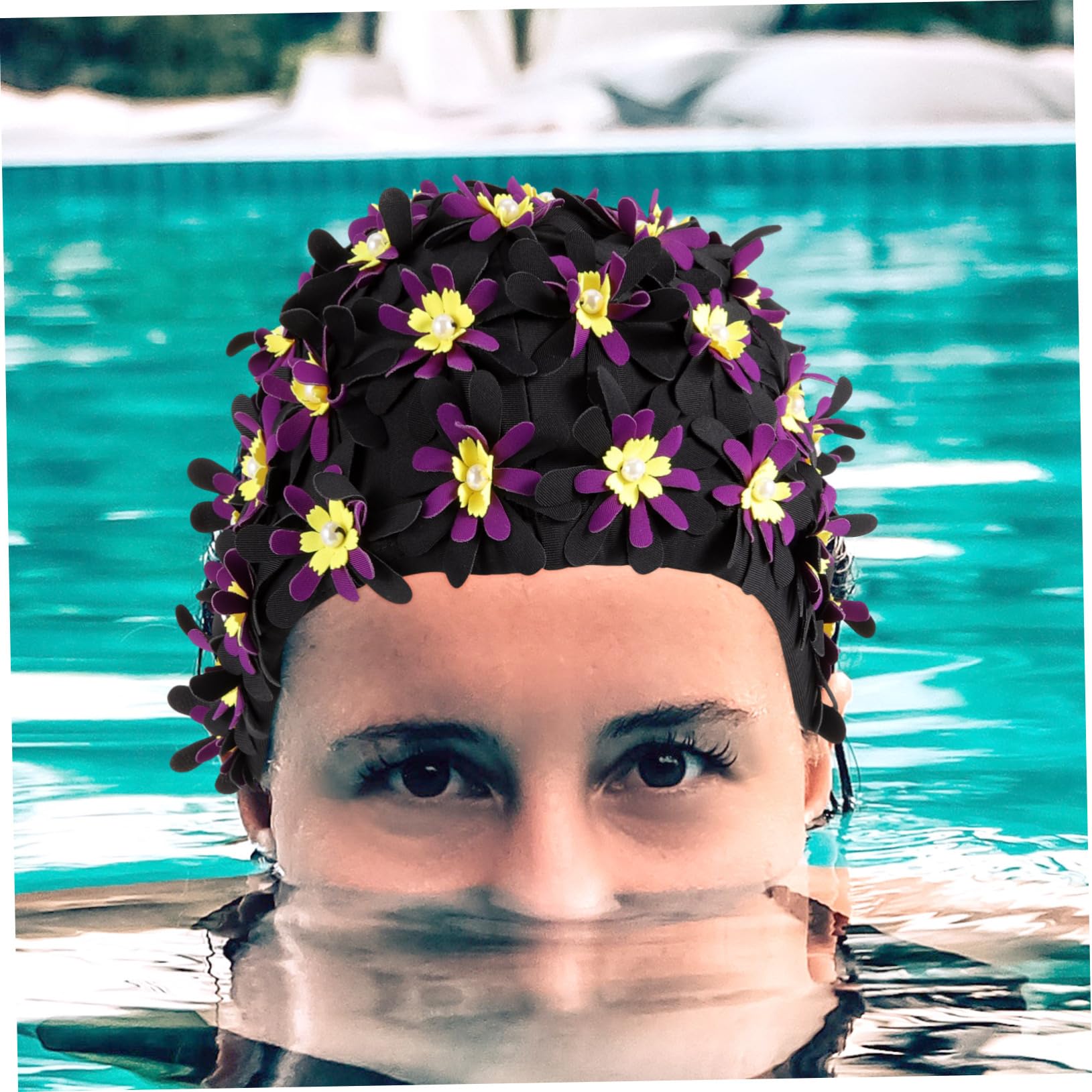 Toddmomy Augmentez Le Chapeau de baignade des Fleurs Long Mesdames Bonnets de Bain pour Femmes nageant Chapeau de Bain Casquette pour Femme Grand Bonnet de Bain Polyester