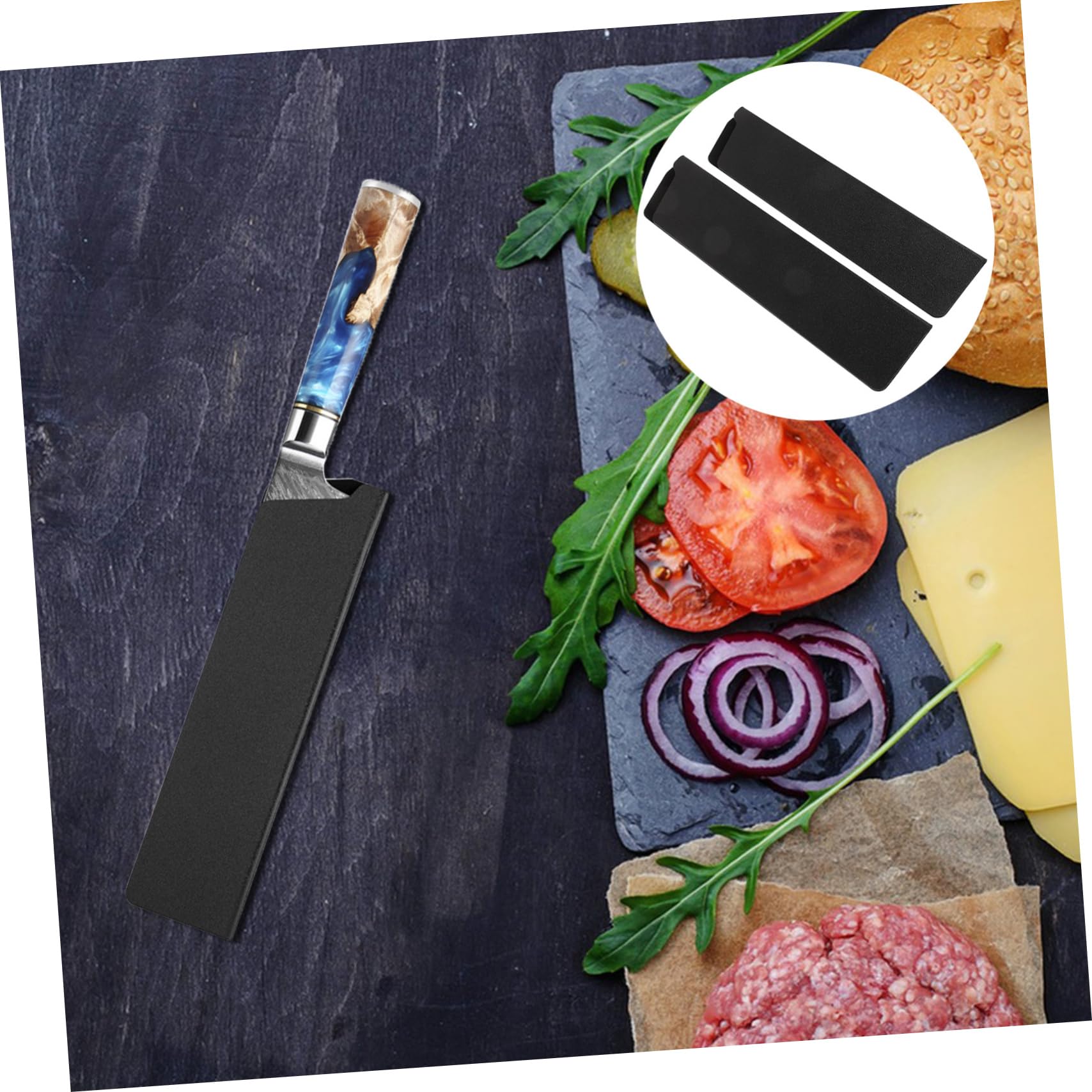 Garneck 2pcs Knife Sheath Blade Cover Protector for 8 Inch Kitchen Knives Safety Guard Black