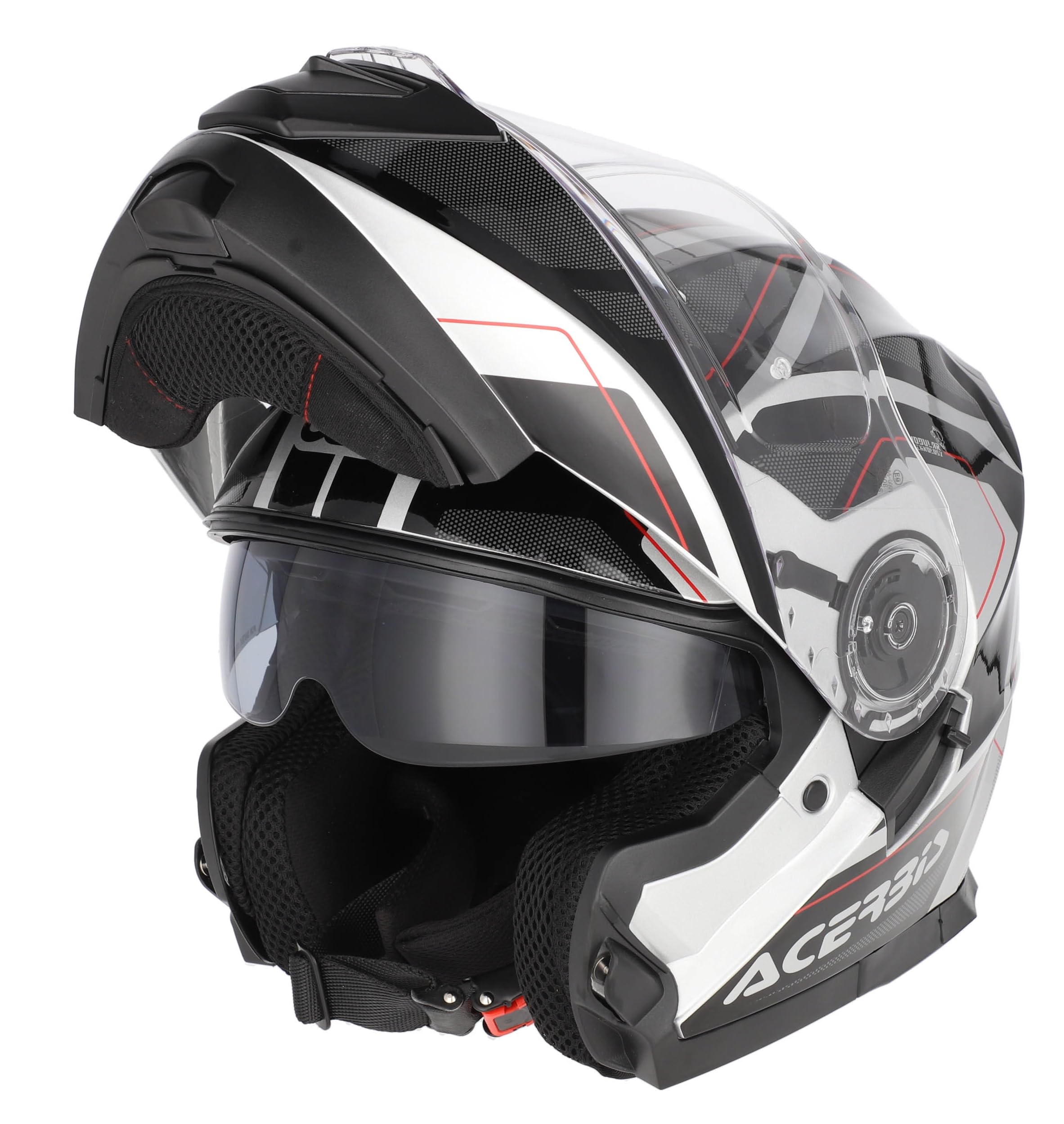 Casco Modular Acerbis Serel Negro Gris con Visor Solar Integrado, Homologación ECE 22.06, Doble Visor, Sistema de Ventilación y Cierre Seguro para Moto (XL 61/62)