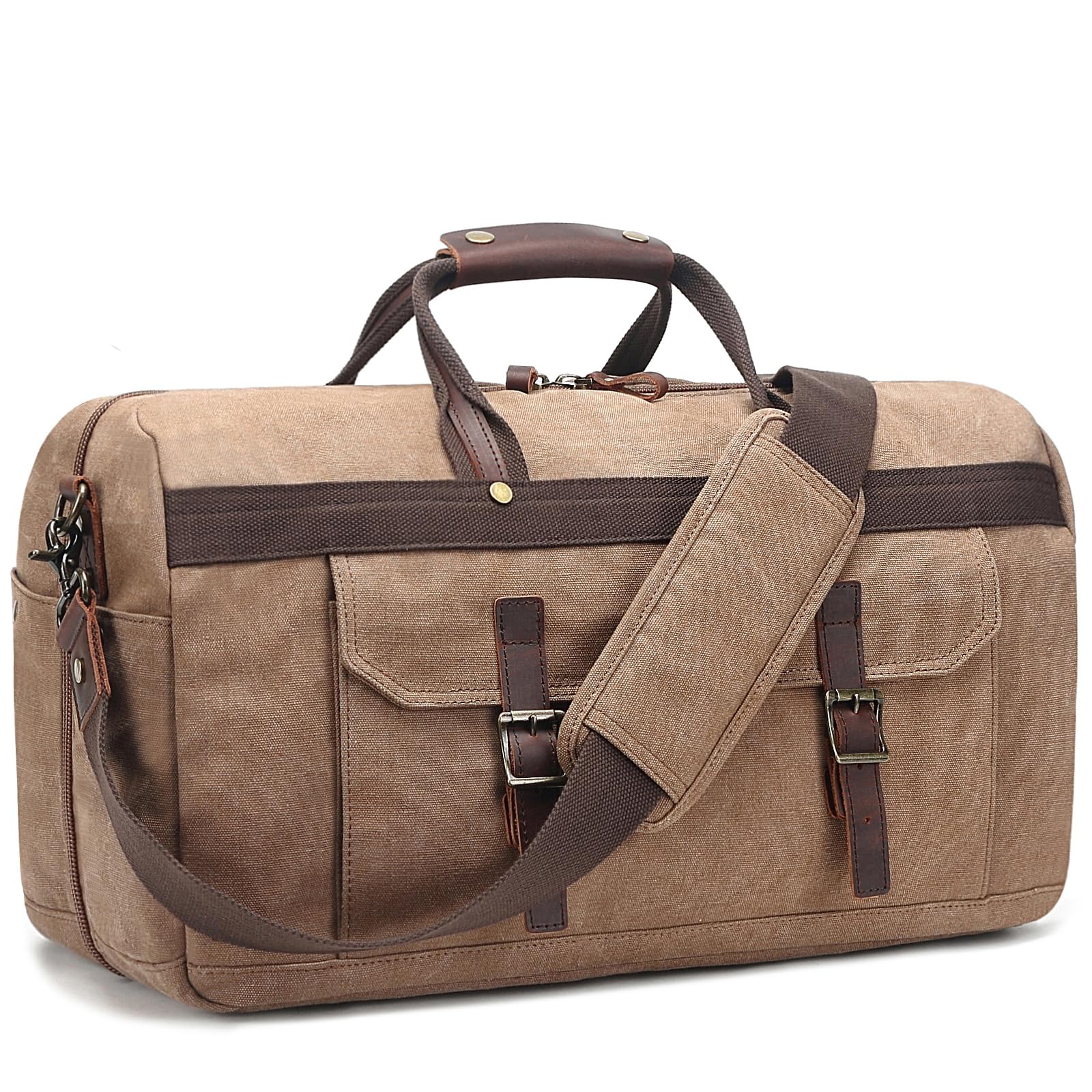 Reisetasche für Herren, wasserdicht, echtes Leder, Leinen, Reisetasche, Reisetasche, für Damen, Übernachtung, Wochenendtasche für Reisen, 2-braun, Large, Vintage