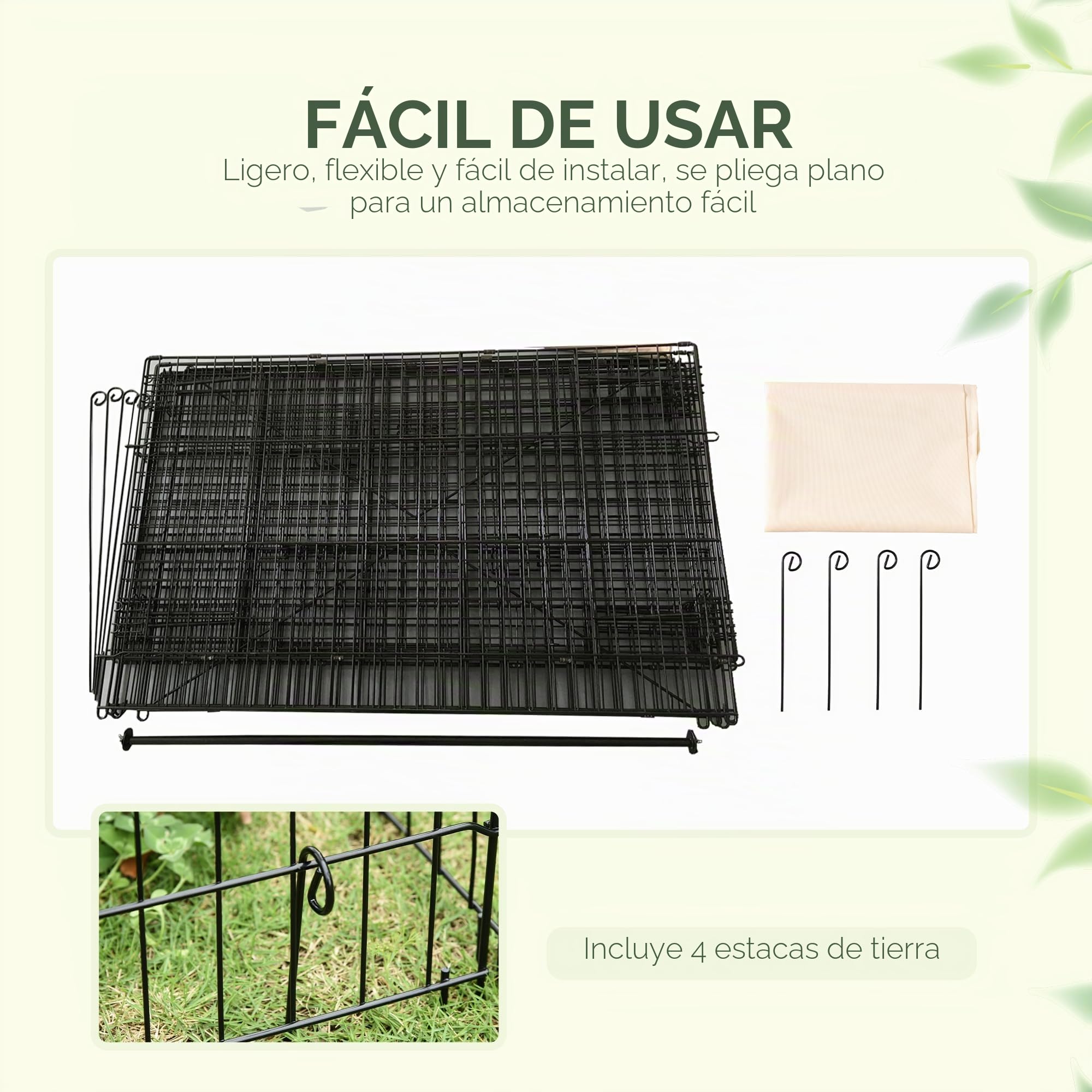 PawHut Valla para Animales pequeños Jaula para Mascotas Marco de Metal galvanizado 4 estacas de Tierra Incluidas 220 x 103 x 103 cm Negro y Beige | Jaula para animales domésticos, Recinto exterior de conejo, marco de metal galvanizado, 4 estacas de suelo