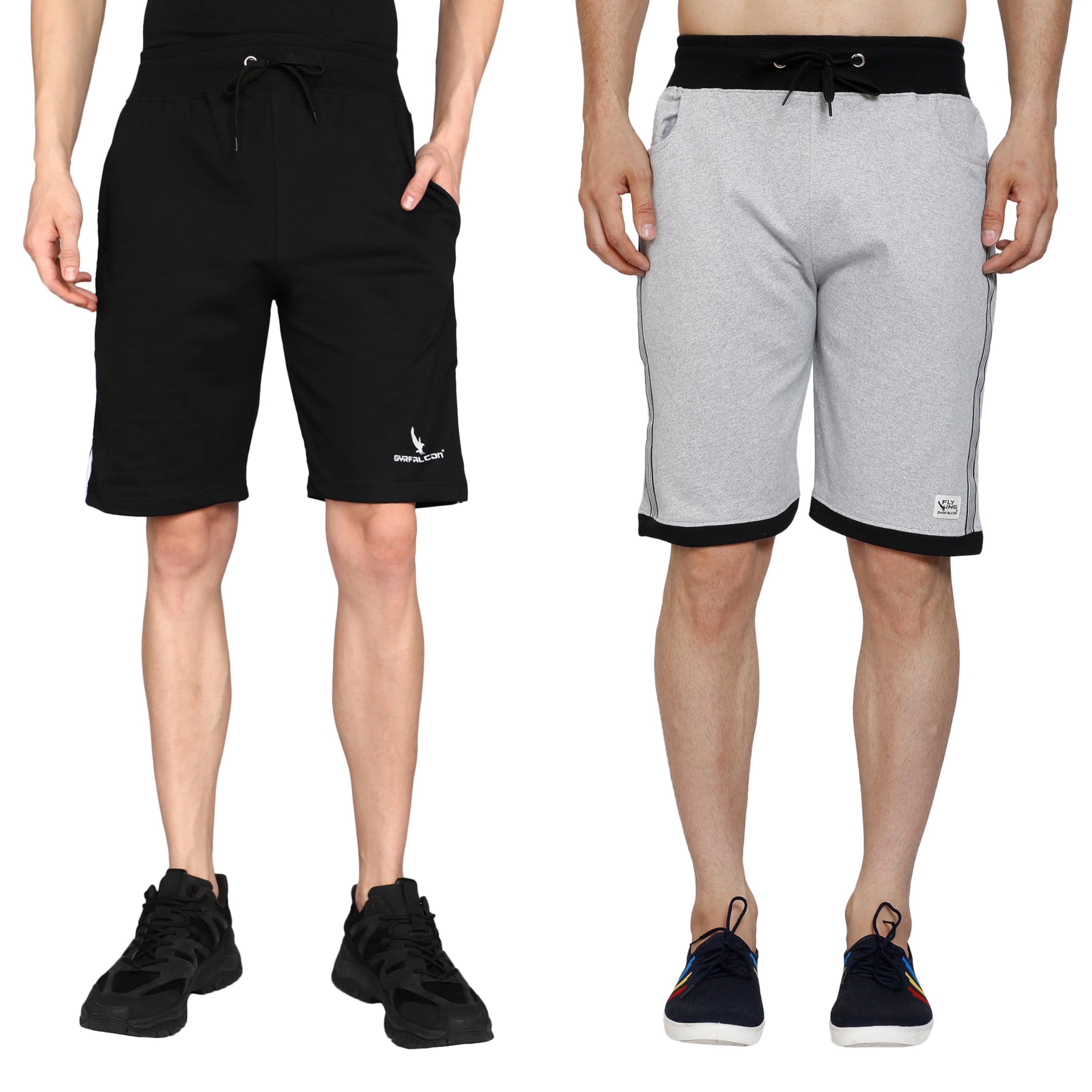 iskave Cotton Blend Casual Cut and Sew Pattern Shorts, Zipper SidePockets, Knee Length, Shorts for Men(Pack of 2)-picture-29