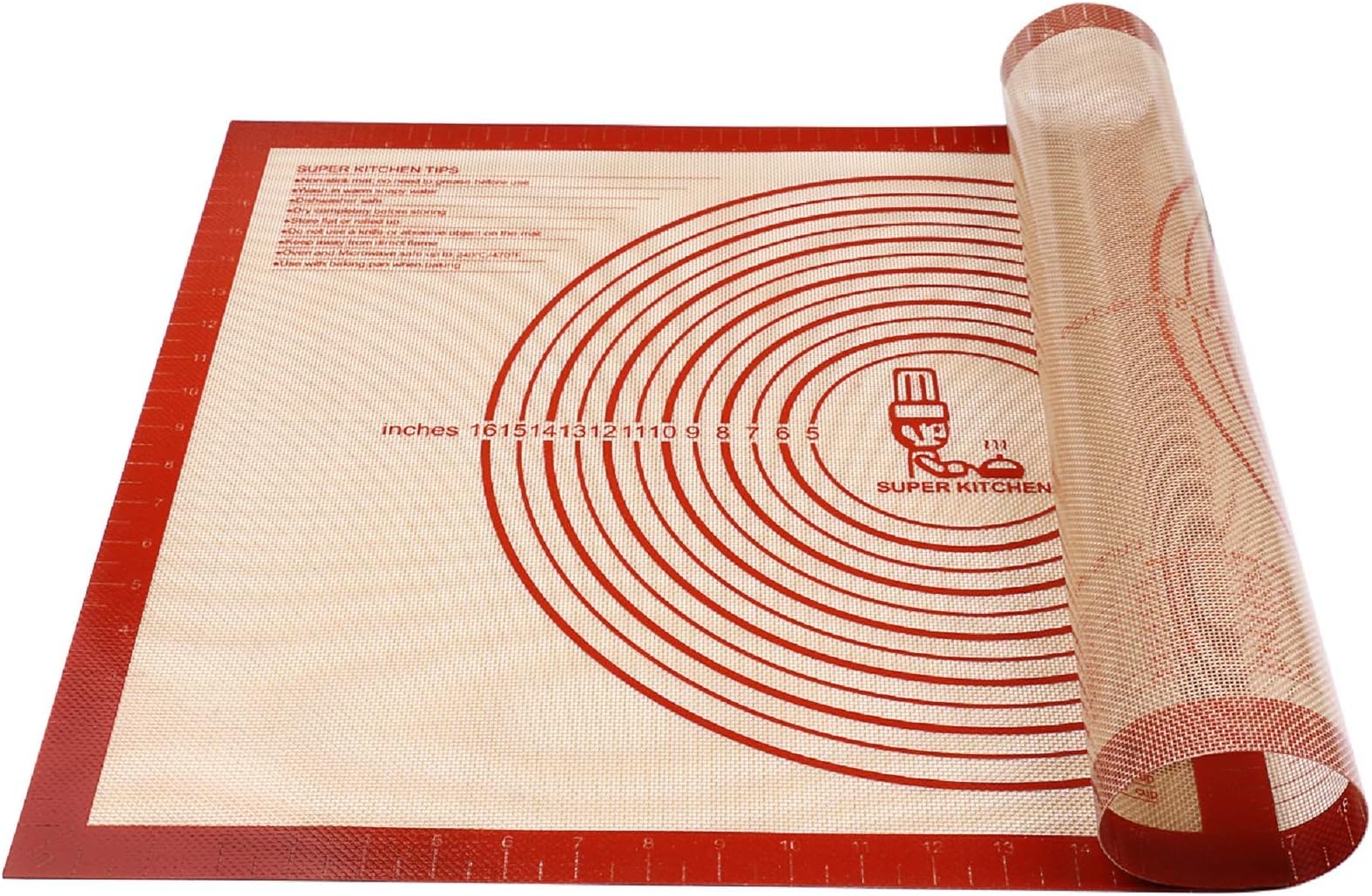 Super Kitchen Premium Non-slip Silicone Pastry Mat Extra Large with Measurements 28'' By 20'' for Silicone Baking Mat, Counter Mat, Dough Rolling Mat, Oven Liner, Fondant / Pie Crust Mat (20 By 28