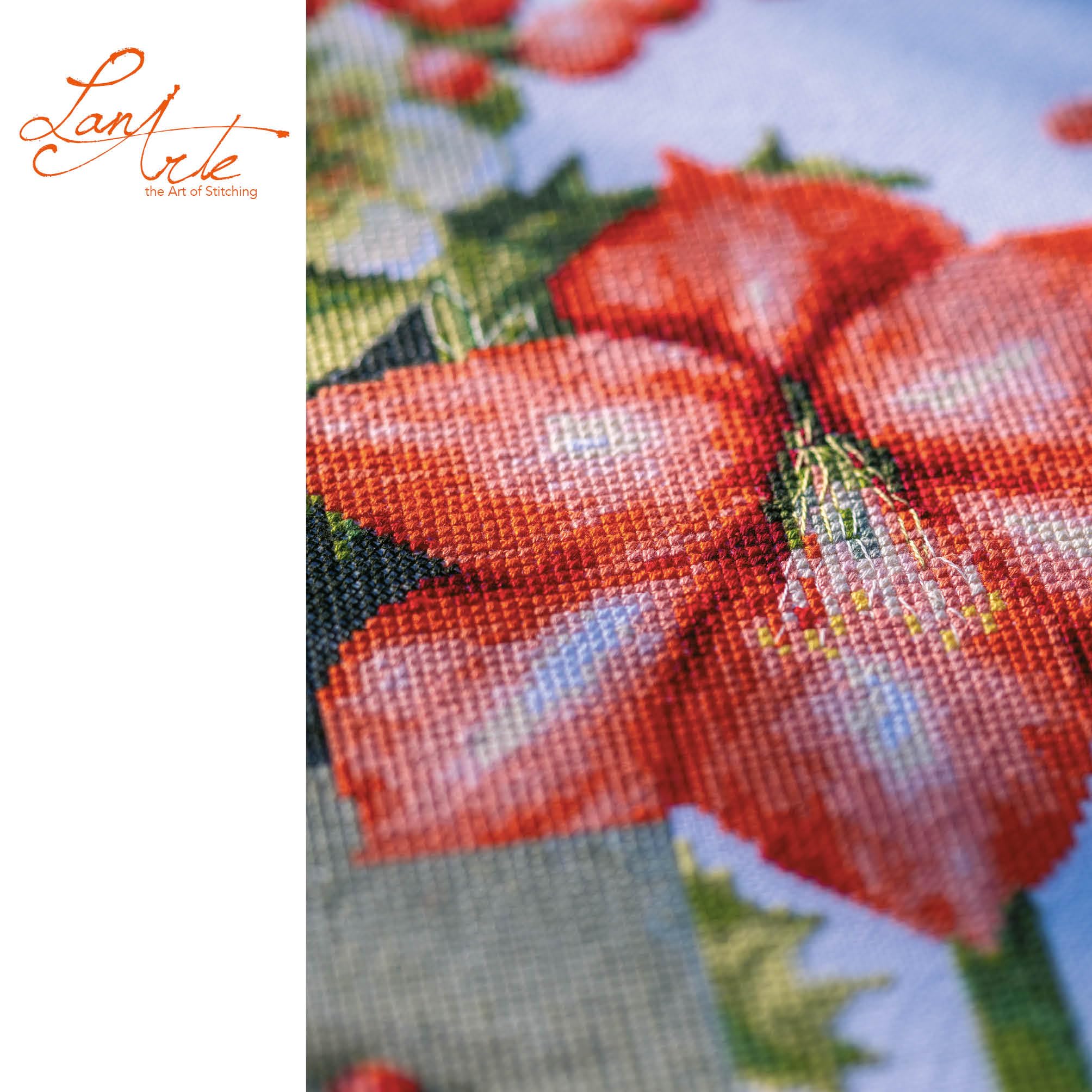 Lanarte Kit Punto Croce Contato HOLLY JOLLY AMARYLLIS Decorativi Per Pareti ca. 39 x 51 cm Set Fai Da Te Creativo Adulti Ricamo Casa Decor Arte Da Parete Kit Per Hobby Cross Stitch