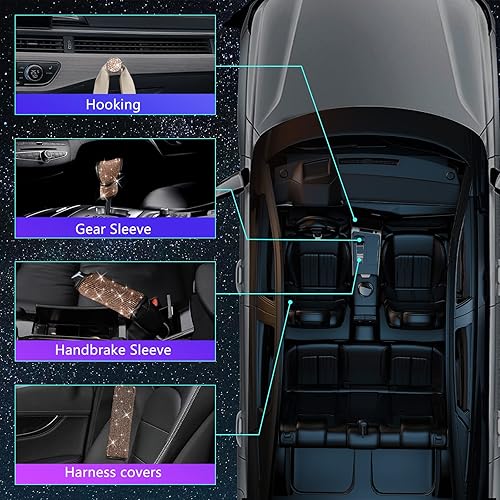 Miniatura 5 de JINGSEN Juego de 25 piezas de piezas de automóvil con brillantes, ajuste universal de 15 pulgadas, marco de placa de icencia brillante, cubierta de