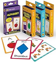 Carson Dellosa 4-Pack Toddler Flash Cards: Alphabet, Sight Words, Colors Shapes, Numbers 0-25 - Preschool Kindergarten Learning Ages 4+