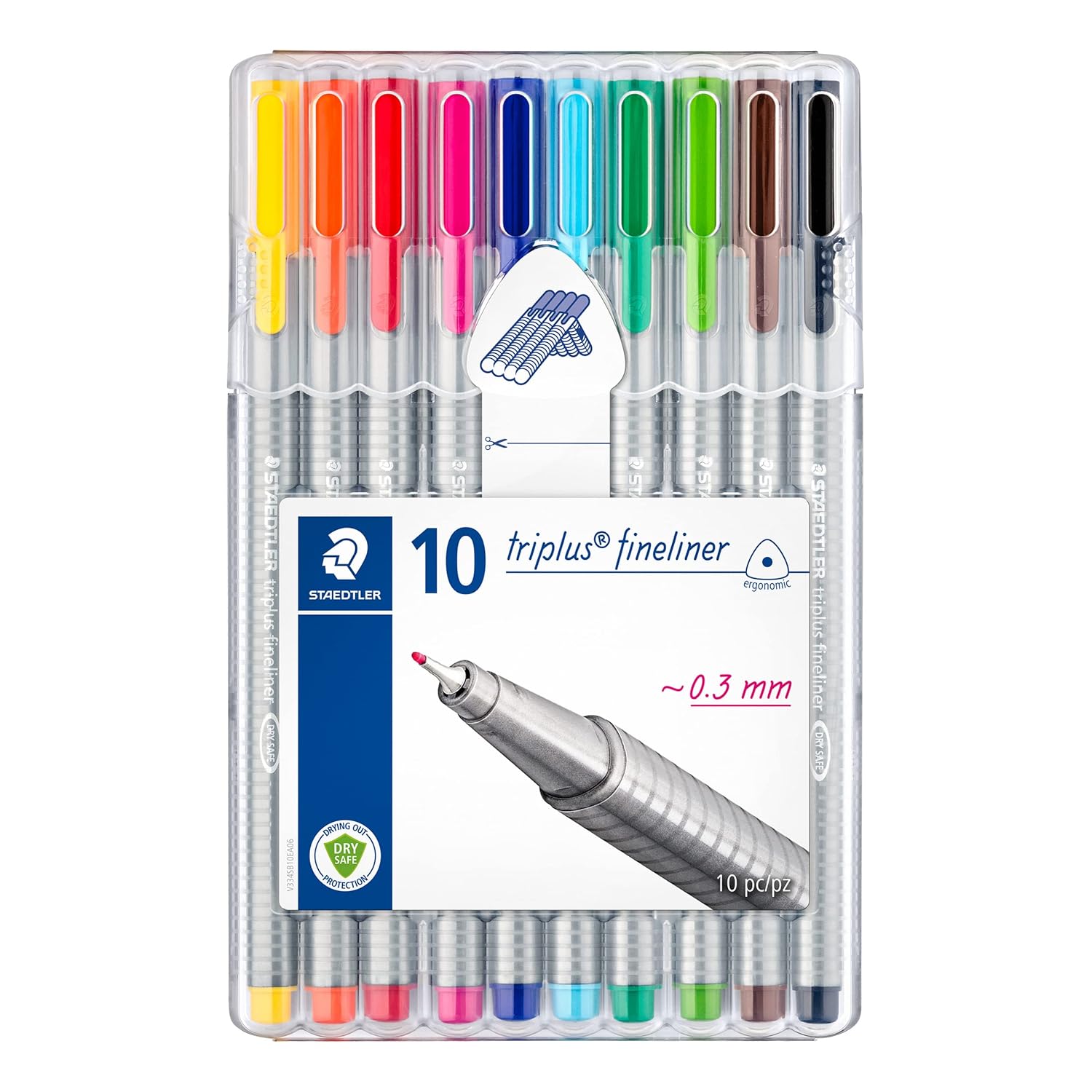 Staedtler 334 SB10 Triplus Fineliner Tip Pen in Staedtler Box Pack of