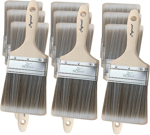 Paquete a granel de pinceles de madera de 3 pulgadas, pinceles de pintura de cerdas sintéticas para aplicar manchas en muebles, cercas y paredes,