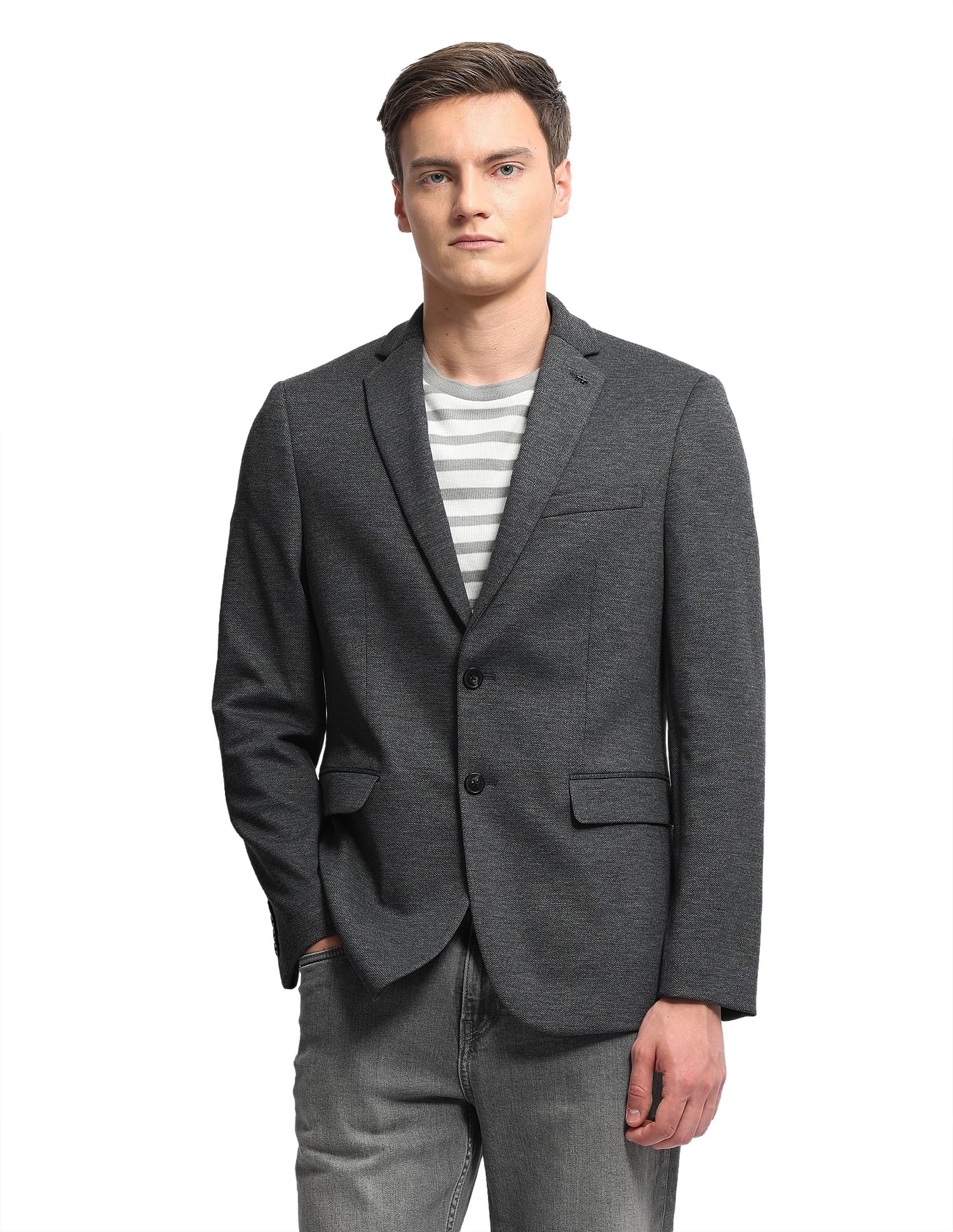 arrow Newyork Men's Zero Calorie Slim fit Heathered Blazer-picture-49
