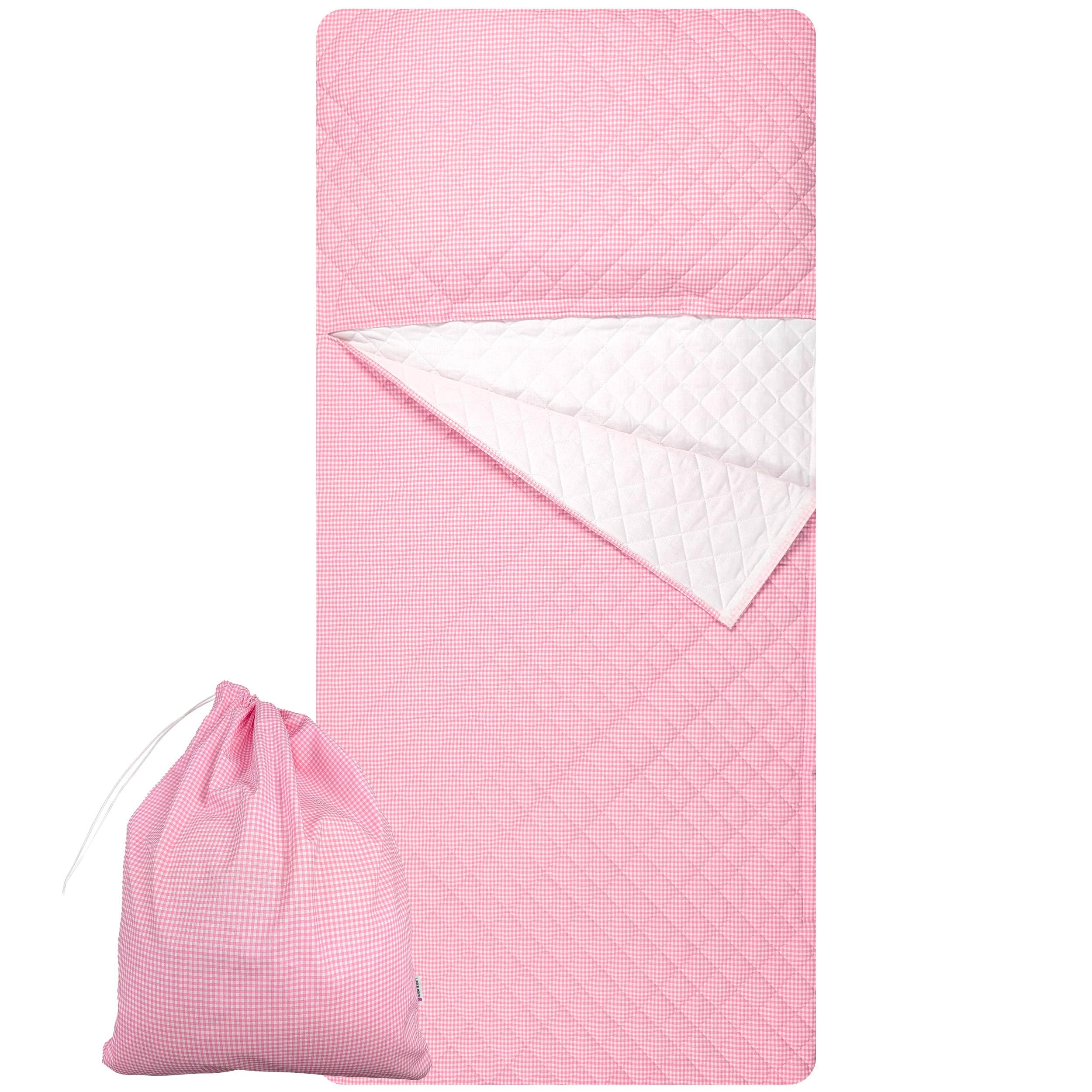 Panini Tessuti Saco de Dormir y Saco de guardería para bebés de 2 a 6 años - Tejido Acolchado 100% algodón, para Dormir en la guardería y en casa - Made in Italy (Saco de Dormir Cuadrados Rosas