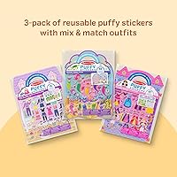Vista 3 de Melissa & Doug Princesa Puffy, juego de adhesivos, Combo de calcomanías infladas
