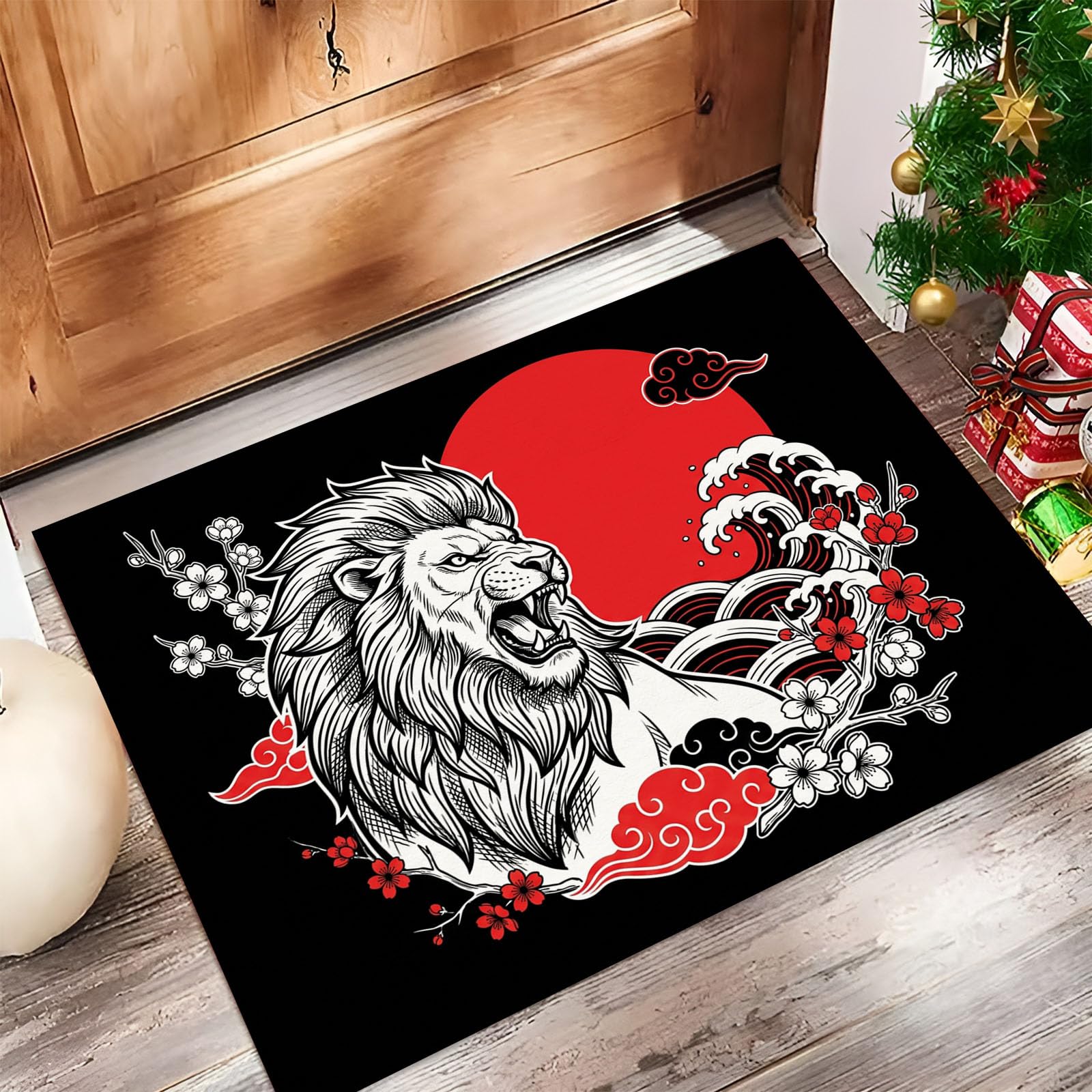 Noir Et Rouge Ukiyo-Epaillasson Durable Antidérapant Retient L’Eau Et Les Saletés Facile À Nettoyerpaillasson Interieur80 X 120 Cm Tapis D'Entrée Antidérapant