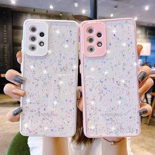 Miniatura 2 de Funda compatible con Samsung Galaxy S22 para mujeres y niñas, suave y delgada, protectora completa, bonita funda transparente brillante con estrella