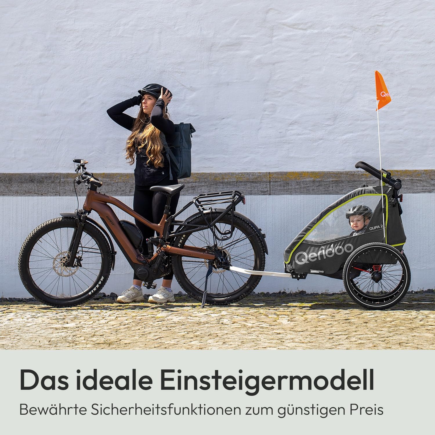 Qeridoo QUPA 2 | Fahrradanhänger 2 Kinder | Kinder Fahrradanhänger mit Blattfederung & Handparkbremse | Jogger Kinderwagen | Kinderfahrradanhänger klappbar | Fahrrad Anhänger