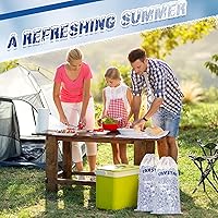 Vista 5 de Honoson 100 bolsas de plástico de almacenamiento de hielo de 10 libras con cierre de cordón de algodón para barbacoas, campamentos, puestos