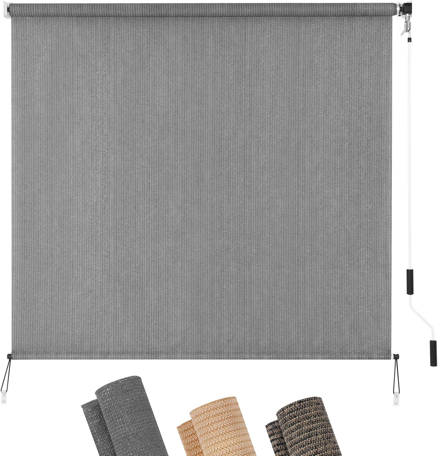 KELIXU Patio Shades Roll Up Outdoor Blind, 8’ W x 6’ H Cordless Sun Shade Privacy Screen with 90% UV Protection Exterior Roller Shade Cloth for Porch Pergola Backyard Windows Balcony, Gray 96"W x 72"H Gray