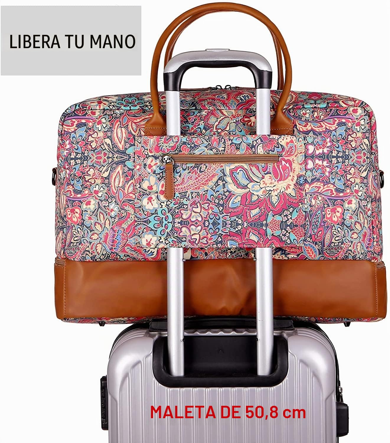 Travel Duffel Weekender Bolsa de viaje de mano para fin de semana con compartimento para zapatos para mujer HB-10, 50 cm x 33 cm x 25 cm