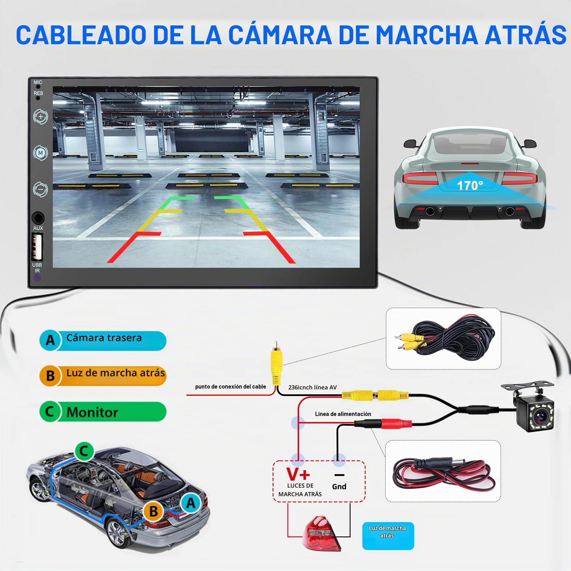 7" Double DIN Car Stereo Compatible with Ccarplay and Android Auto, Mirror Link,USB/AUX,Car Radio Am,Backup Camera