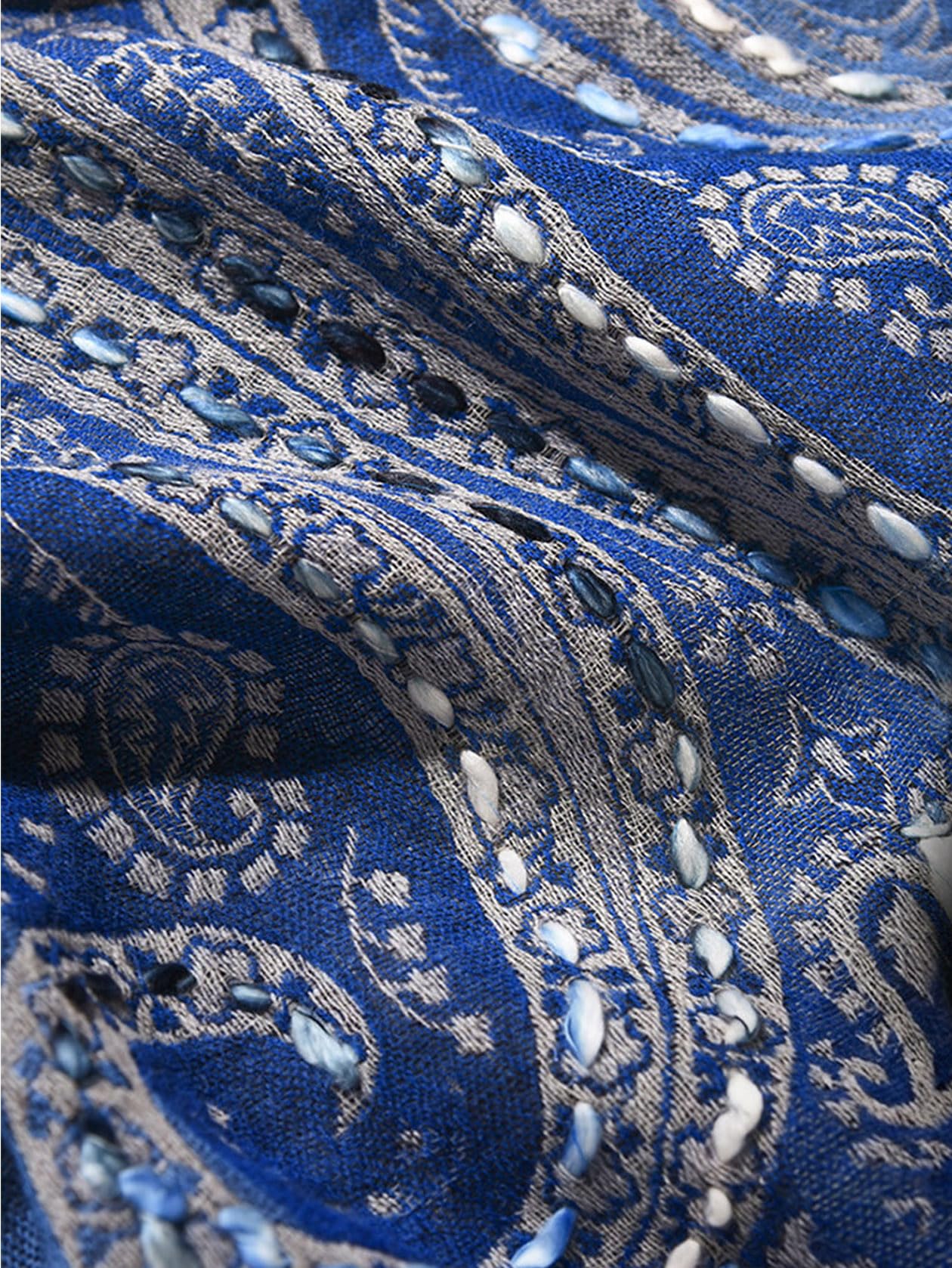 HangErFeng Wełniany szal Paisley szalik ręcznie haftowany owijany frędzle 1661