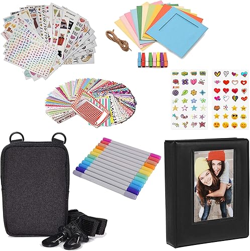 Zink Fun Deluxe Kit de accesorios para impresión instantánea de fotos de 2 x 3 con álbum de fotos, estuche, calcomanías, marcadores, marcos