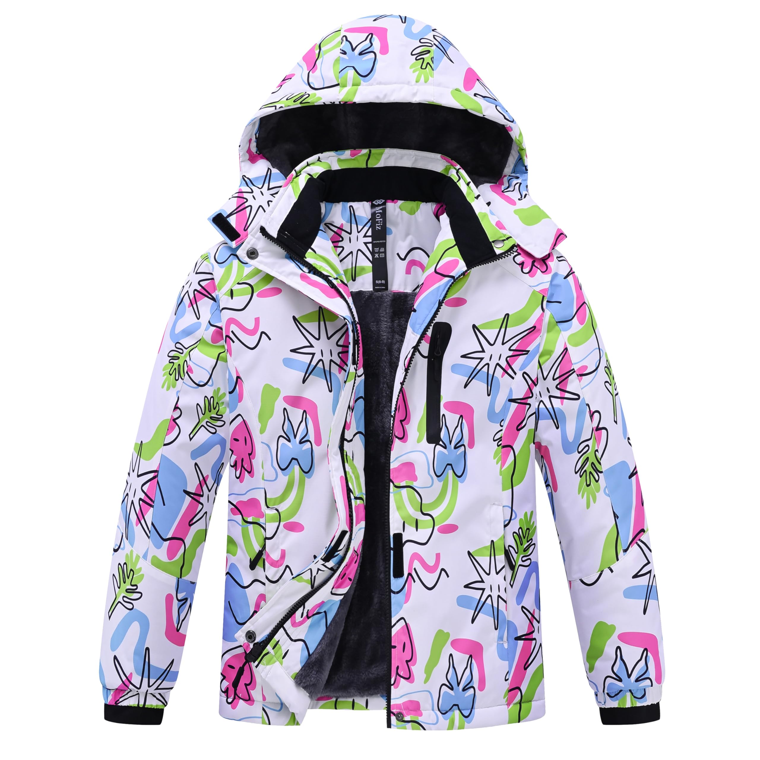 MoFiz Kurtka zimowa Dziewczęca Kurtka narciarska Dziewczęca Kurtka puchowa Wodoodporna Wiatroszczelna Polar Kurtki Dziewczęce Kurtka Softshell z kapturem