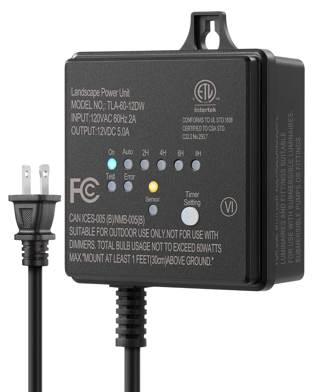 DEWENWILS 60W 120V AC to 12V DC Outdoor Low Voltage Transformer with