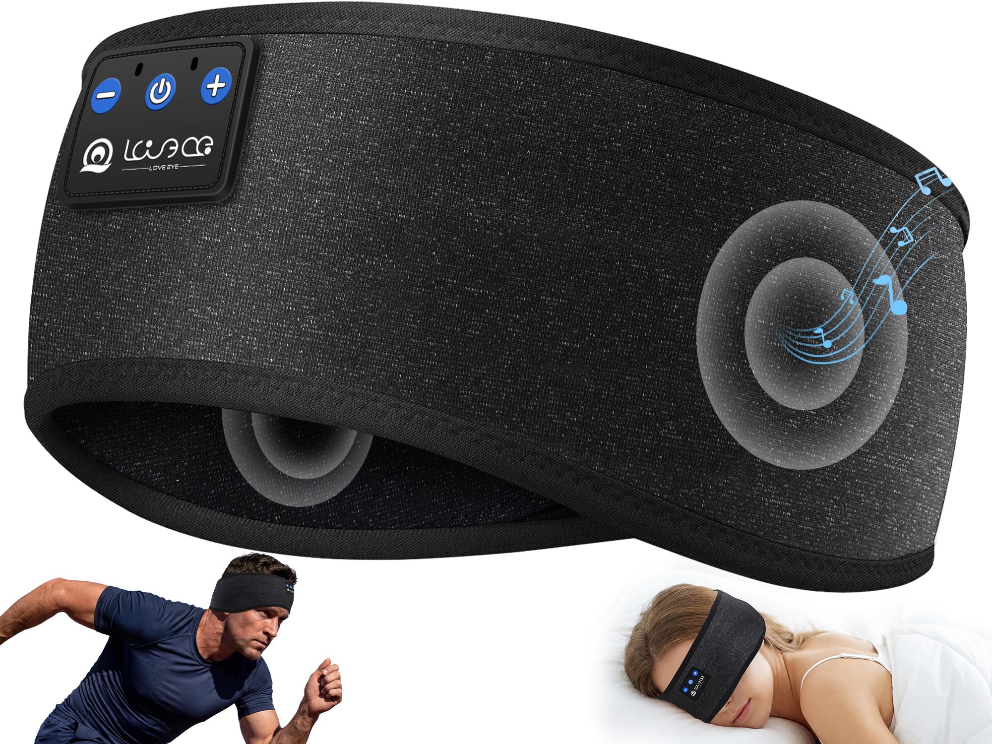 LOVE EYE Schlaf-Kopfhörer, Kopfband-Kopfhörer zum Schlafen und Sport mit dünnen Bluetooth-Lautsprechern, kabellose Musik-Kopfhörer, Tech-Geschenke für Männer, Frauen, Teenager, Yoga
