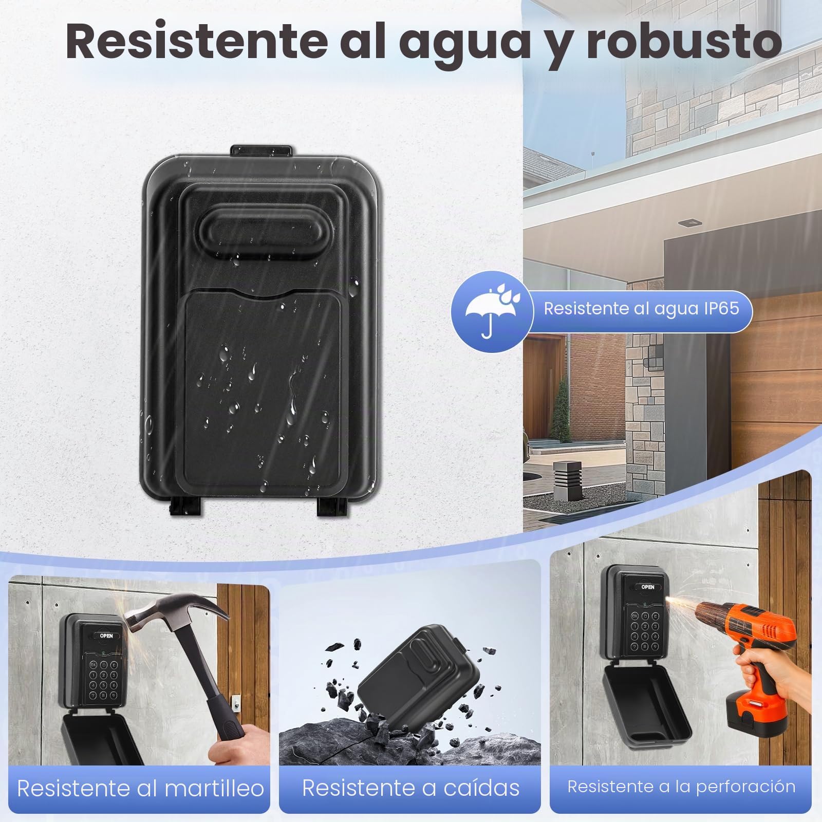 PAIRIER Caja Fuerte para Llaves con Código Numérico Inteligente | 4 a 10 Posiciones, Código Exterior, Resistente al Agua, Antirrobo, Montaje en Pared