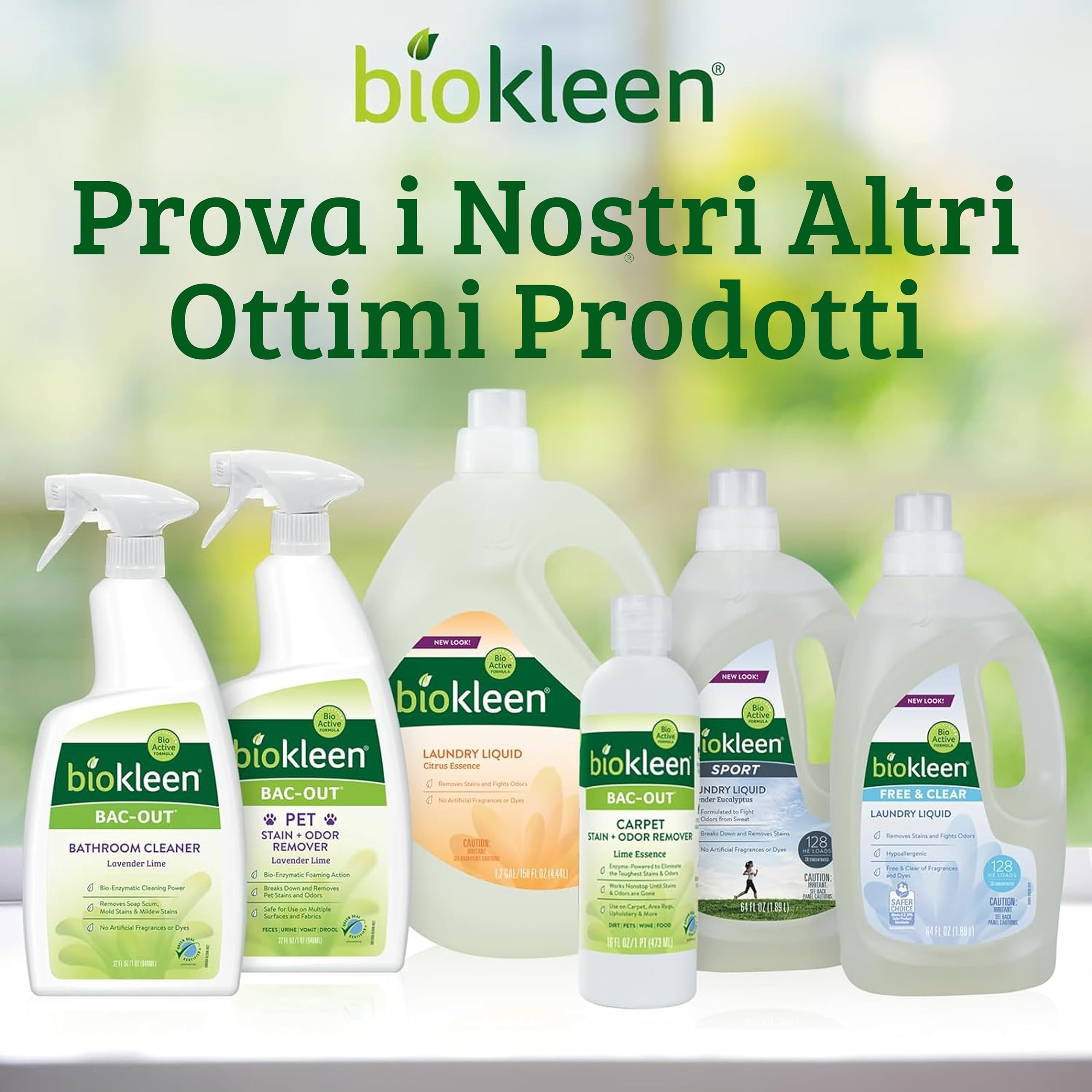Biokleen Bac-Out - Soluzione per la Pulizia di Tappeti - Rimuovi Odori e Macchie con Enzimi - 3,8 L