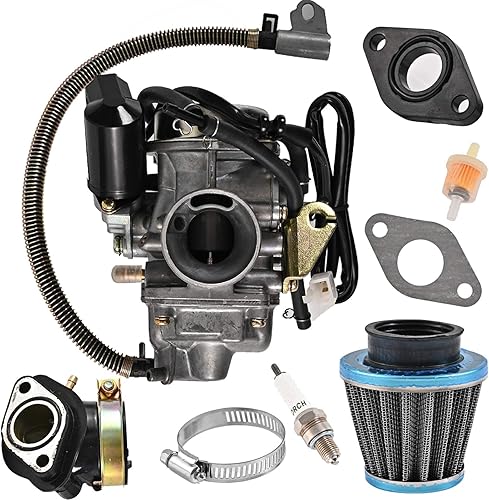 GY6 Carburador de 125 cc150 cc para motores de 4 tiempos, choke eléctrico, scooter ATV Go Kart 152QMI 157QMJ con colector de admisión de filtro de