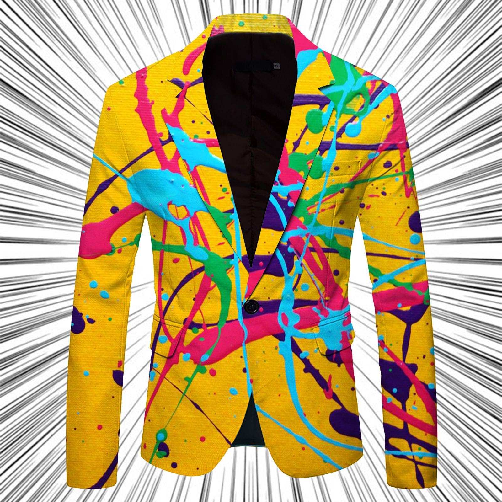Americana Hombre Slim Fit, Chaqueta de Traje Informal Masculina Moderna con diseño Holgado y Estampado en Tonos Tinta para Ocasiones Casuales