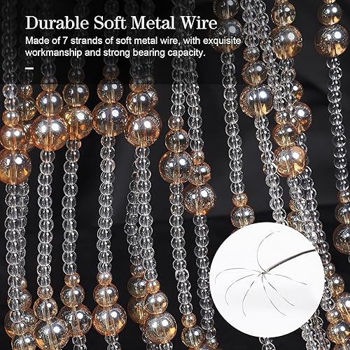 Miniatura 8 de Osunnus Cortina de cuentas de cristal para puerta colgante de puerta, cenefa con cuentas arqueadas, decoración hippie de cristal para puerta,