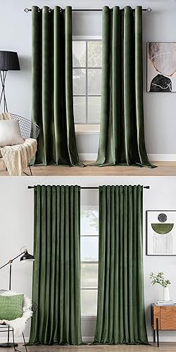 MIULEE Cortinas de terciopelo verde oliva con ojales, aislamiento térmico, insonorizadas, para oscurecer la habitación, cortinas para sala de estar, disponible en Yaxa Costa Rica