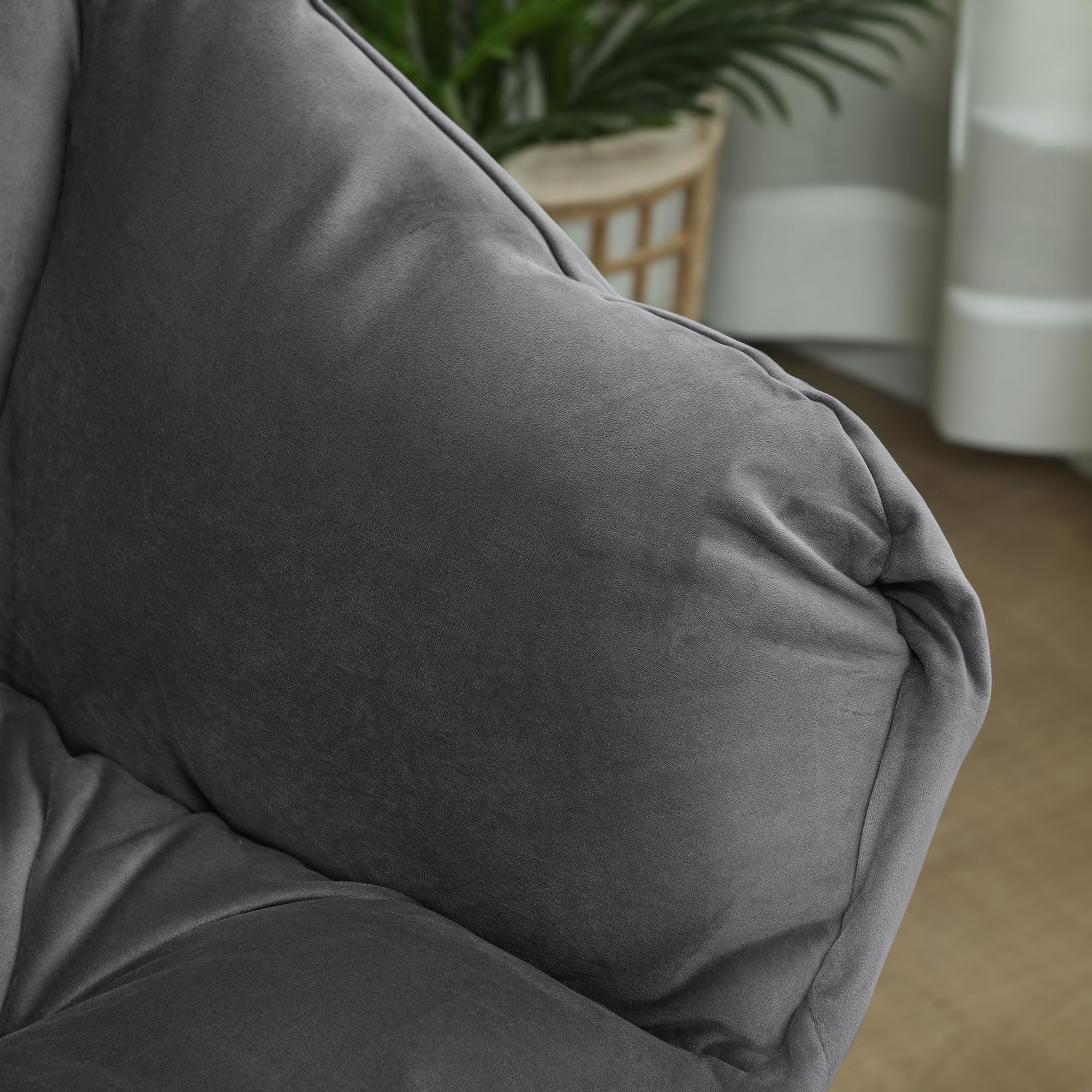 HOMCOM Set Poltrona con Poggiapiedi per Soggiorno in Tessuto Effetto Velluto, Poltrona Camera da Letto con 2 Tasche Laterali, Braccioli e Schienale, Struttura in Acciaio, 80x78x100 cm, Grigio