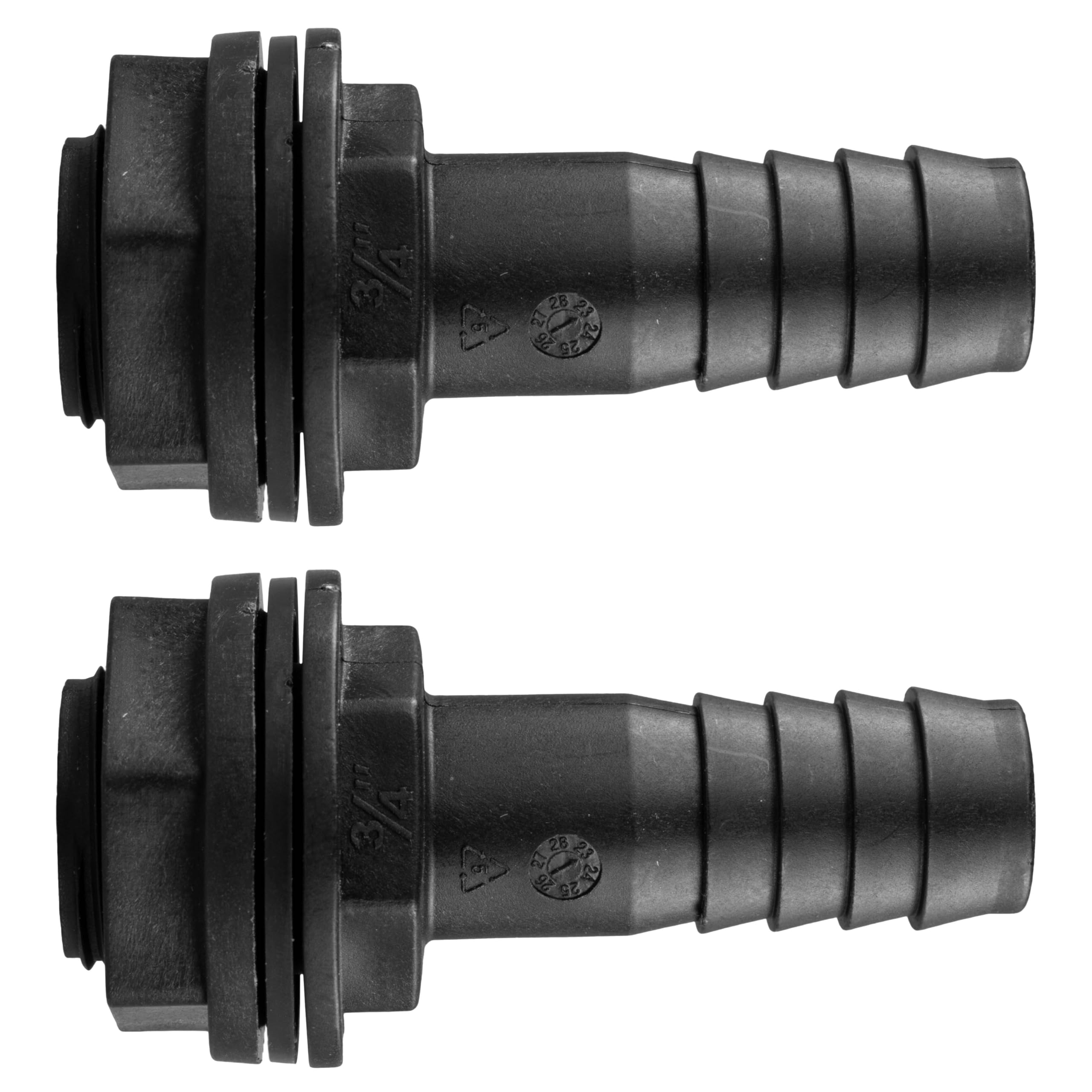 Water Butt/Rain Barrel/Storage Tank Outlet (Pack of 2) Hosetails for Linking Tanks Or Overflow,for Pipe Size 1/2" -2" (3/4" bsp = (26mm Hole)) — image 1