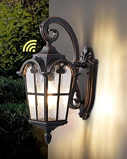 DEWENWILS Dusk to Dawn Outdoor Wall Light, Waterproof Exterior Light Fixture, Black Roman 17.7" H Wall Mount Sconce Porch Lights, Outside Wall Lantern for House, Garage, Patio, E26 Socket