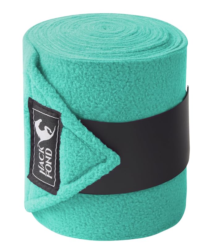 Bandagens para Cavalos em Fleece com Fechamento de Gancho e Laço HackFond Turquoise, 4 Unidades de 3,05 m