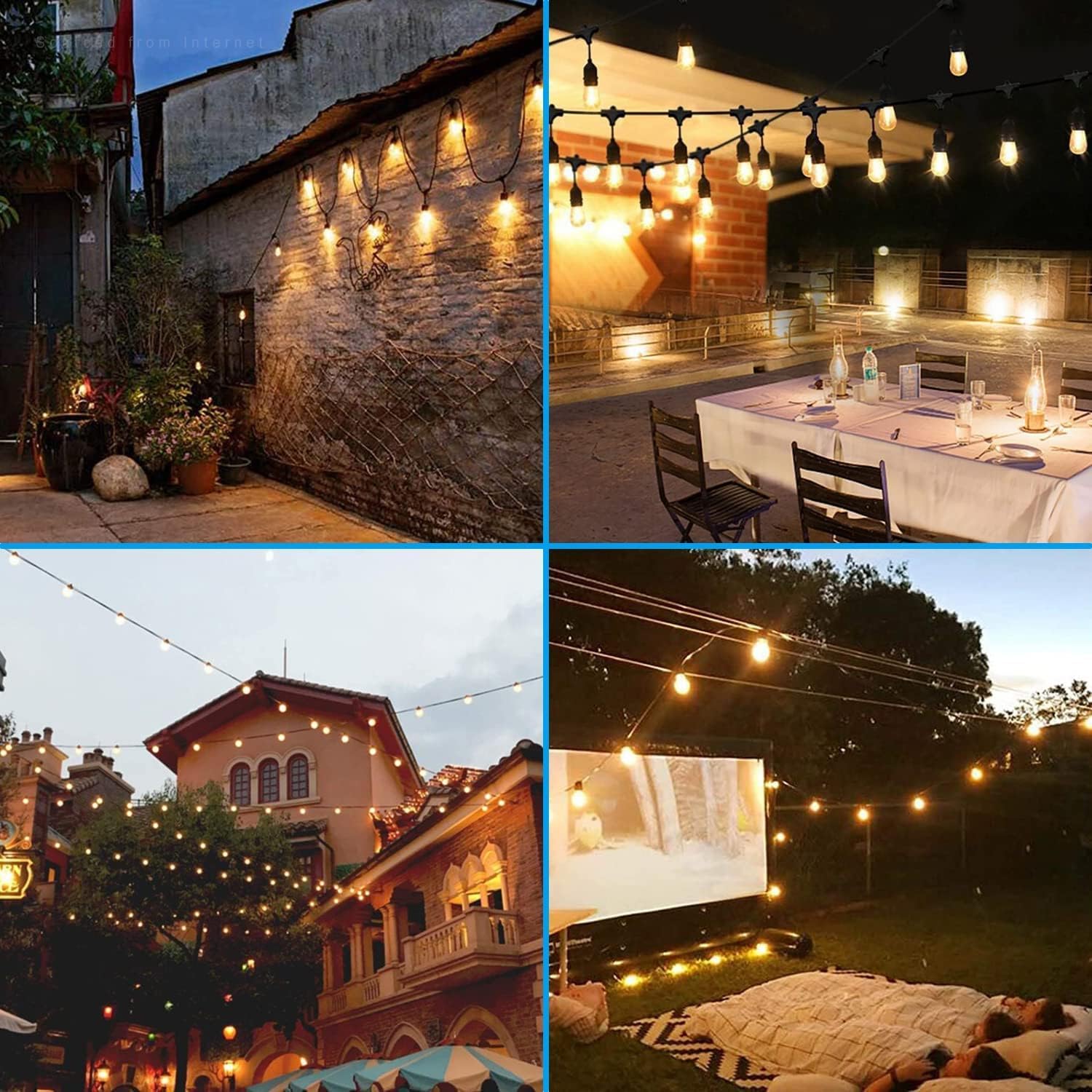 TORCHSTAR 96ft LED Outdoor String Lights, Patio Light with 30+2 Shatterproof Vintage Edison Bulbs, S14 E12 Sockets and Weatherproof Strand, Connectable Hanging Light for Backyard, 2700K Soft White