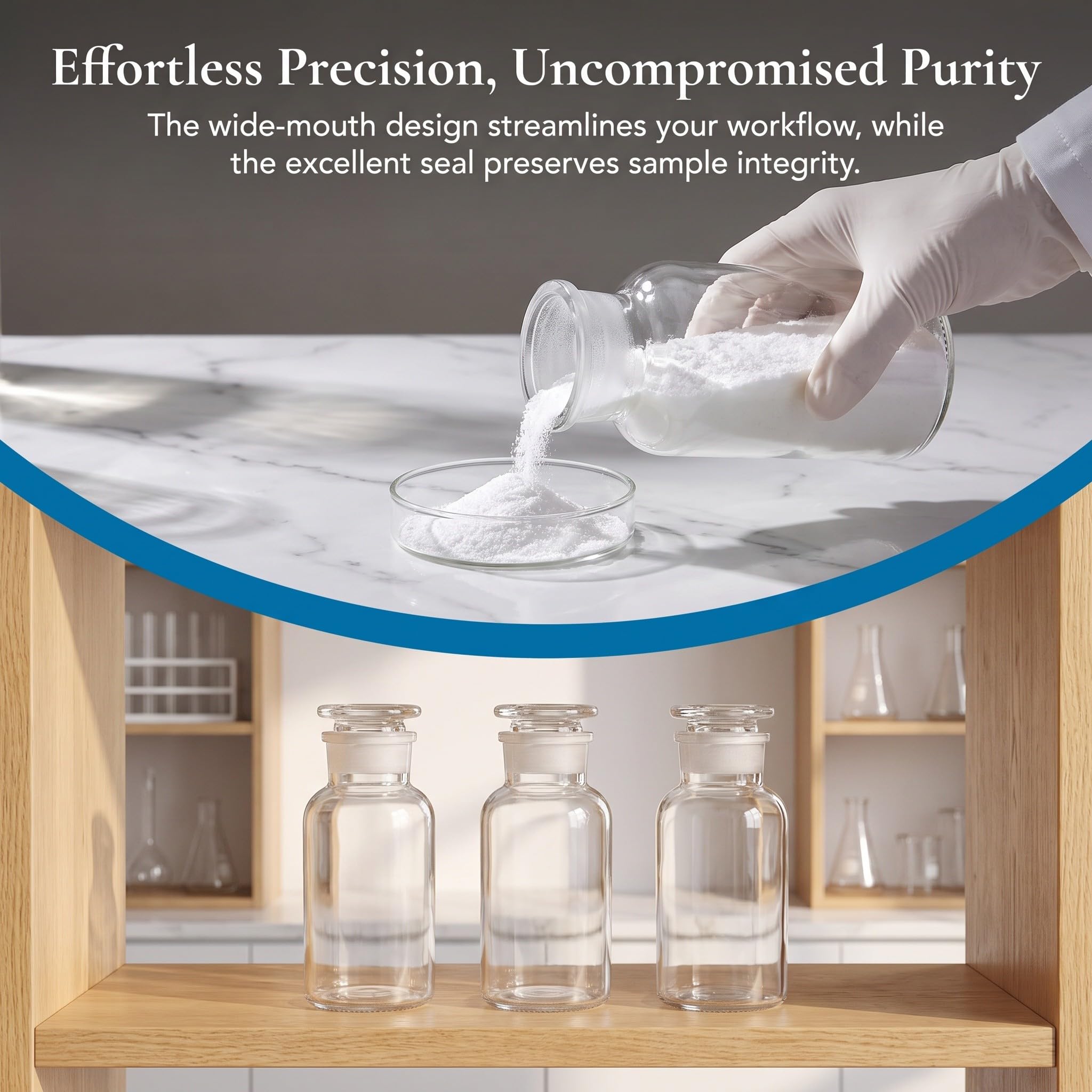 Lurrose 5 frascos de vidrio transparente para reactivos de laboratorio con boca ancha: