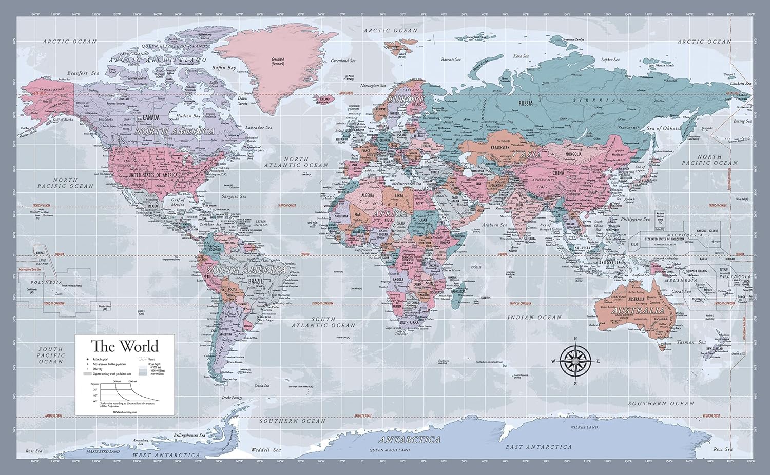 World Map Poster Chart [Purple] (Laminated, 18" x 29") — image 1