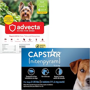 ADVECTA Flea and Tick Prevention for Small Dogs 4-10 lbs 6 Doses + CAPSTAR Flea Treatment for Dogs 2-25 lbs 6 Doses Bundle