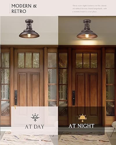 Miniatura 5 de FEMILA 4FY15-F ORB - Lámpara de techo semiempotrada de 12 pulgadas para pasillo, porche, lavandería, vestíbulo, acabado de bronce aceitado, 4FY15-F