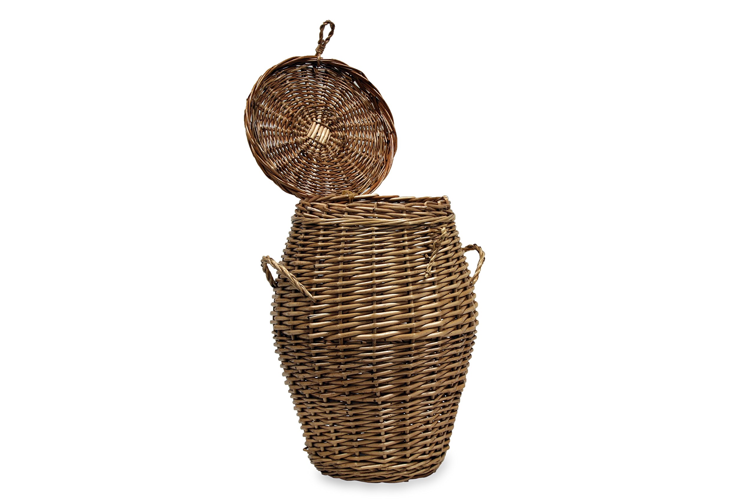BUAR ARTESANOS Cesta de Mimbre Cilíndrica Marrón (24x24x45 cm.)