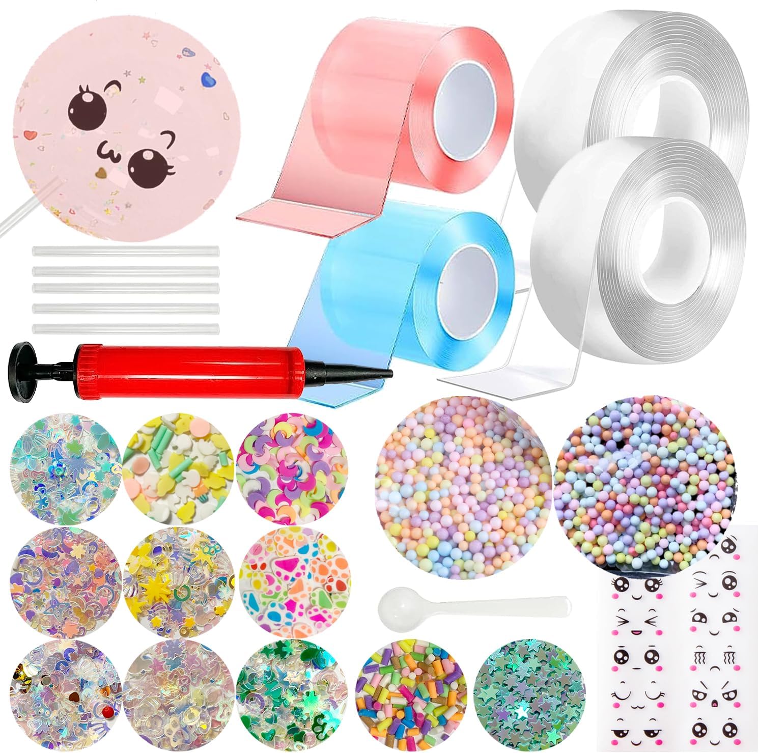 Nano Tape Bubble Kit: Double Sided Elastic Bubbles Craft with Glitter - DIY Stress Balls, Anxiety Relief & Stress Balls Toys?Nano Tape Bubbles