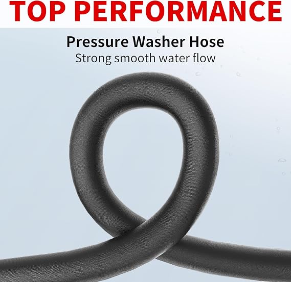 50FT Pressure Washer Hose 1/4 4200PSI Kink Resistant | Steel wire braided construction; Kink resistant design; Industrial grade; Quick connect fittings