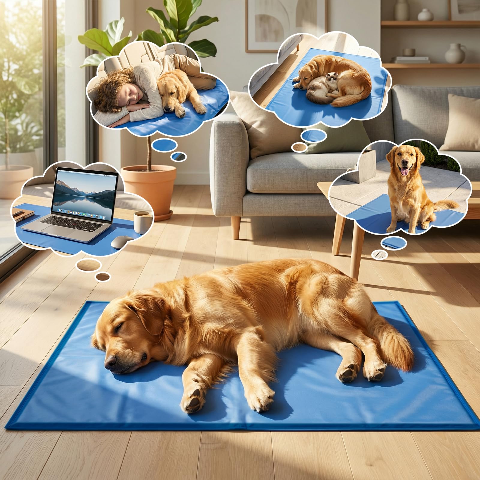 Tapis Rafraichissant Chat 50x60 cm.Tapis Rafraichissant Chien Épaisse Couche Auto-Rafraîchissante pour Une Fraîcheur Durable. Convient aux Chiens de Petite et Moyenne Taille