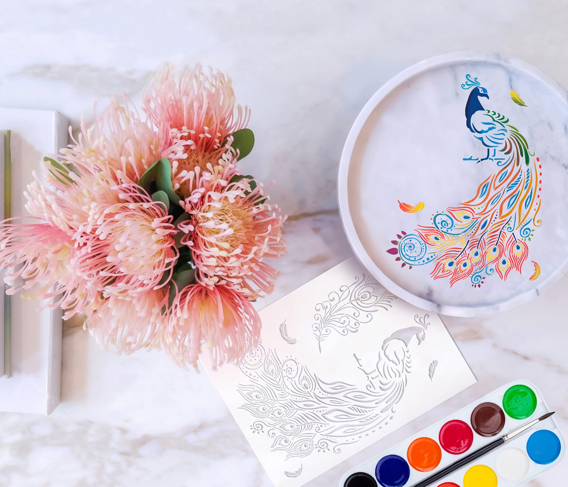 GSS Designs Peacock Stencil - Reusable Large Stencils for